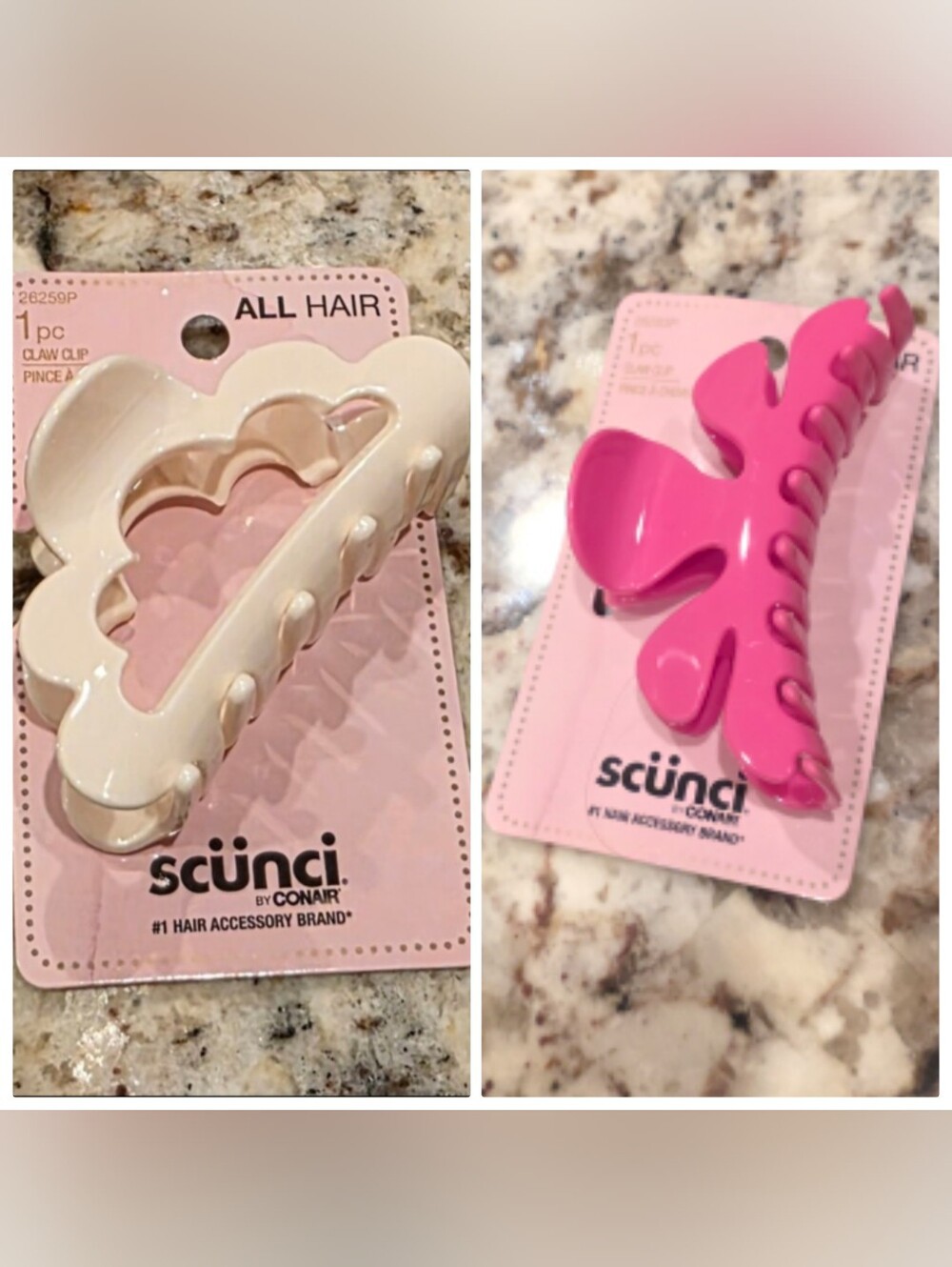 NWT 2 Fun Scunci By Conair All Hair Cloud/Floral Claw Clip 3inx2in/4inx2in